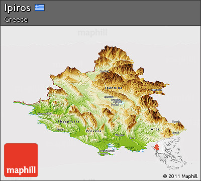 Physical Panoramic Map of Ipiros, cropped outside