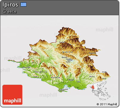 Physical Panoramic Map of Ipiros, cropped outside