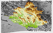 Physical Panoramic Map of Ipiros, darken, desaturated