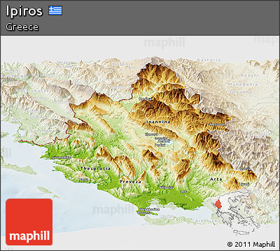Physical Panoramic Map of Ipiros, lighten