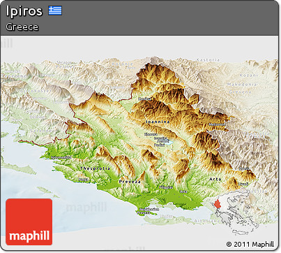 Physical Panoramic Map of Ipiros, lighten
