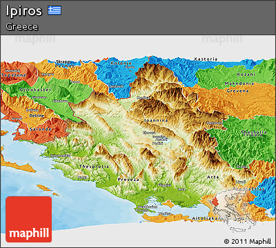 Physical Panoramic Map of Ipiros, political outside