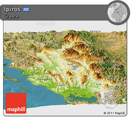 Physical Panoramic Map of Ipiros, satellite outside