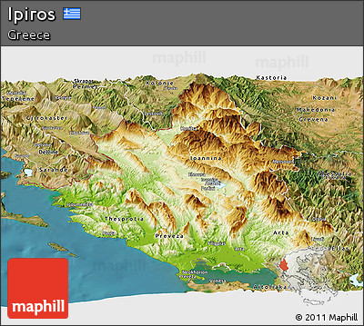 Physical Panoramic Map of Ipiros, satellite outside
