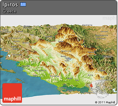Physical Panoramic Map of Ipiros, satellite outside