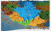 Political Panoramic Map of Ipiros, darken
