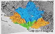 Political Panoramic Map of Ipiros, desaturated
