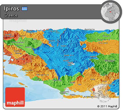 Political Panoramic Map of Ipiros