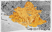 Political Shades Panoramic Map of Ipiros, desaturated