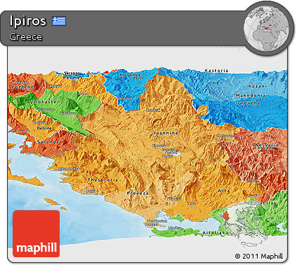 Political Shades Panoramic Map of Ipiros