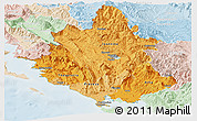 Political Shades Panoramic Map of Ipiros, lighten