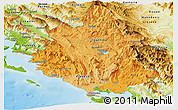 Political Shades Panoramic Map of Ipiros, physical outside