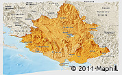 Political Shades Panoramic Map of Ipiros, shaded relief outside