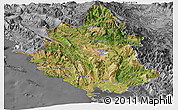 Satellite Panoramic Map of Ipiros, desaturated