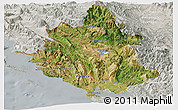 Satellite Panoramic Map of Ipiros, lighten, semi-desaturated
