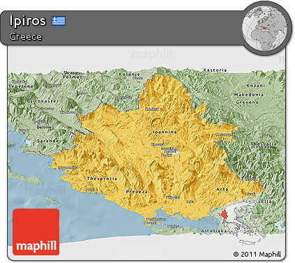 Savanna Style Panoramic Map of Ipiros