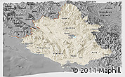 Shaded Relief Panoramic Map of Ipiros, darken, desaturated