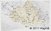 Shaded Relief Panoramic Map of Ipiros, lighten, desaturated