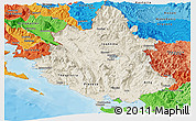 Shaded Relief Panoramic Map of Ipiros, political shades outside