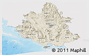 Shaded Relief Panoramic Map of Ipiros, single color outside