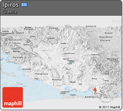 Silver Style Panoramic Map of Ipiros