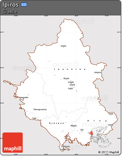 Classic Style Simple Map of Ipiros, cropped outside