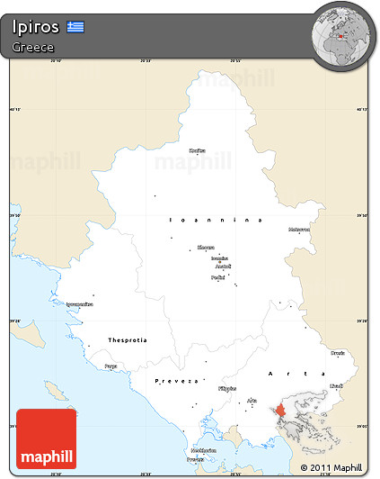 Classic Style Simple Map of Ipiros, single color outside