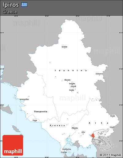Gray Simple Map of Ipiros, single color outside