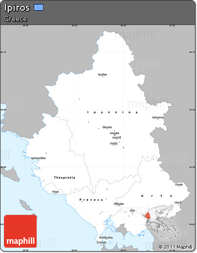 Gray Simple Map of Ipiros, single color outside
