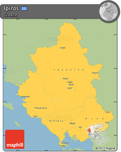 Savanna Style Simple Map of Ipiros, single color outside