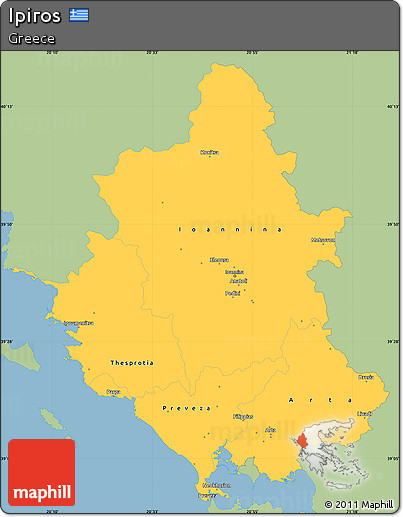 Savanna Style Simple Map of Ipiros, single color outside