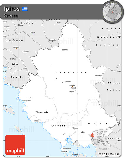 Silver Style Simple Map of Ipiros