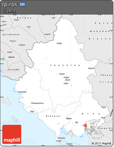 Silver Style Simple Map of Ipiros