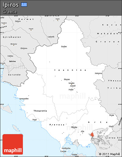 Silver Style Simple Map of Ipiros