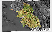 Satellite 3D Map of Thesprotia, darken, desaturated