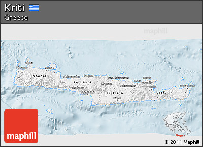 Classic Style 3D Map of Kriti, single color outside