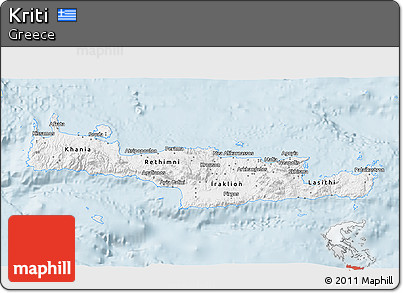 Classic Style 3D Map of Kriti, single color outside