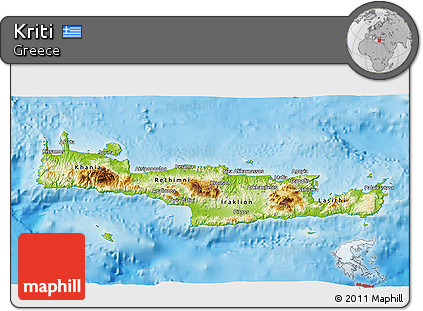 Physical 3D Map of Kriti, single color outside