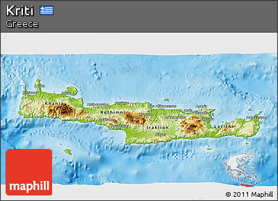 Physical 3D Map of Kriti, single color outside