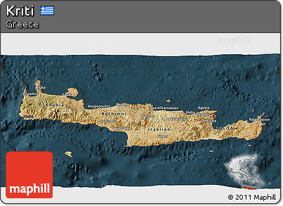 Satellite 3D Map of Kriti, darken