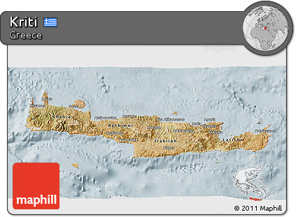 Satellite 3D Map of Kriti, lighten
