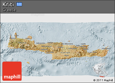 Satellite 3D Map of Kriti, lighten