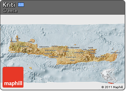 Satellite 3D Map of Kriti, lighten