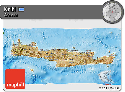 Satellite 3D Map of Kriti, physical outside