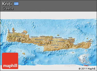 Satellite 3D Map of Kriti, physical outside