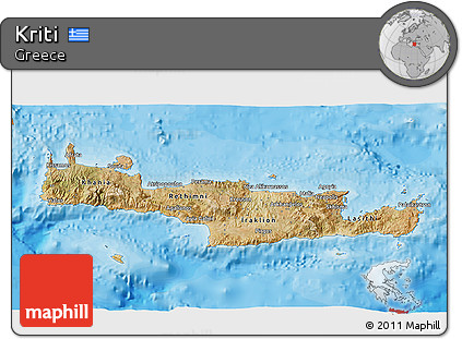 Satellite 3D Map of Kriti, political outside