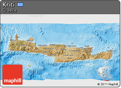 Satellite 3D Map of Kriti, political outside