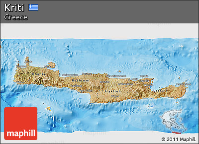 Satellite 3D Map of Kriti, political outside