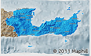 Political 3D Map of Lasithi, semi-desaturated