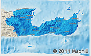 Political 3D Map of Lasithi, shaded relief outside